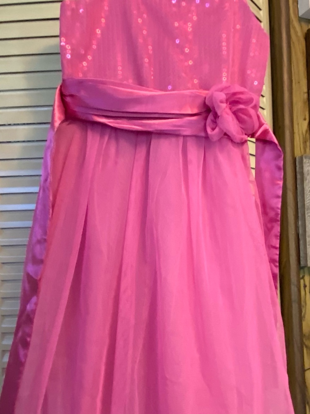 Holiday Editions Pink Sequin Bodice Flower Sash Formal Dress